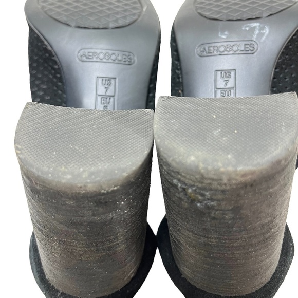 AEROSOLES HIGH FREQUENCY Black Genuine Leather Chunky High Heels Ankle Booties 7 - Picture 16 of 16